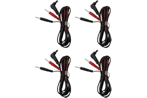 HUAAXTLANG 4 Pack Lead Wires for TENS, Electrotherapy Accessories with 4mm Plug to 2mm Pin Connectors for Auvon TENS EMS Units Machine Pads