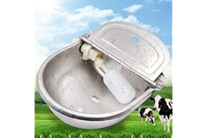 MOGOULUA Abbeveratoio per Bovini in Acciaio Inox Grande Capacità Automatico Bestiame Ciotole d' Acqua Automatica Ciotola per Bestiame per Capre con Valvola Galleggiante Foro di Scarico