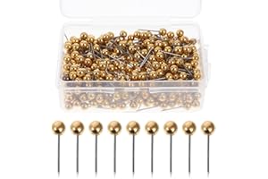 SUPVOX Punaises À TêTe Ronde DoréE en Plastique Et Acier Inoxydable ÉPingles DoréEs pour Carte Et Bureau 400 PièCes pour Maison ÉCole Et DéCoration Murale
