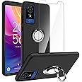 LYZXMY Case for TCL 501 (6.0") Black phone case + 360° Rotating Ring Stand+ 1 pcs tempered Glass Screen Protector.
