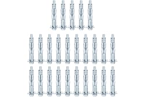 XUELIYUN 25pcs M4×32 Plasterboard Fixings Hollow Wall Anchor Hollow Wall Fixings Drywall Anchor Plugs m4 Wall Anchor Dry Wall Anchor Screws Heavy Duty Metal Fixings Anchors for Drywall Sheetrock Wall Fixings