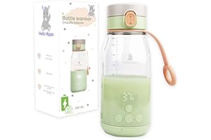 HELLO HIPPO - Calentador de biberones portátil con carga USB - Calentador nómada para leche y agua - Capacidad de 300 ml - Incrementos de 30 ml - Temperatura ajustable hasta 50°C - Práctico y ligero