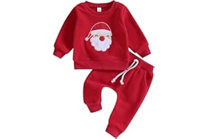 Carolilly Ensemble de Noël Bébé Garçon Tenue 2Pcs Sweat Père Noël Pull Manches Longues + Pantalon Vêtement Noël Bébé Garçon Nouveau-né