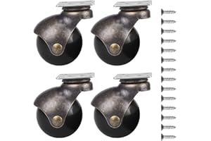 ENENES Ball Caster Wheels 4 PCS Heavy Duty Plate Swivel Castor 50MM Vintage Plates Caster with 16 Screws Antique Smooth Caster Wheel for Chairs Sofa Table Leg