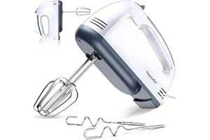 HaooAir Handmixer, 7-stufig einstellbarer Küchenmixer, 304 Edelstahl-Zubehörteile (2x Knethaken, 2x Rührbesen) – ideal für Küchen- und Backanwendungen