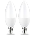 Amazon Basics LED E14 Small Edison Screw Candle Bulb, 6W (Equivalent to 40W), CRI80, Warm White, Dimmable- Pack of 2