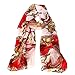 Produktbild little sporter Damenschal Elegante Chiffon Schal Vintage Rad Kette Fessel Muster Schal Frauen Halstuch Sommerschal Geschenke Für Frühling und Sommer Rot