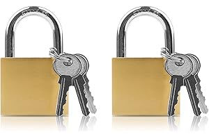Lamondre Padlock 2 Pack, Small Padlocks with Keys, Mini Padlock for Gym Locker, Travel Bags, Cabinets - 32mm