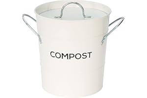 THE CADDY COMPANY Metal Kitchen Compost Caddy - Composting Bin for Food Waste Recycling (White)