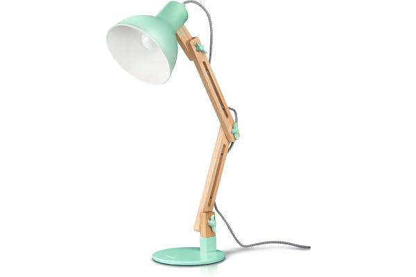 Tomons Lampe de Bureau LED, Lampe de Table à Bras Réglable, Lampe de Lecture Protection des Yeux pour Lecture, Travail, Lampe de Chevet Vert