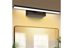 SERBASIC LED Spiegelleuchte Badwand 330°Drehbar Lampe Badezimmer, 50cm 10W 1000LM Warmweiß Licht Wand Lampen für Bad, Schminktisch Beleuchtung Schwarz