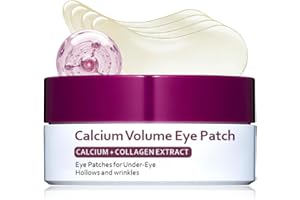 CURELUXE Calcium Volume Uder Eye Patches - Retinol Eye Patches - Under Ey_e Masks for Puffy Eyes with Collagen Extract - Korean Gel Eyes Pat_ches for Dark Circles, Wrinkles - Anti Aging Korean Skincare(60 Pcs)