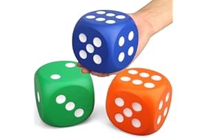 ANZMTOSN Large 3 Inch Foam Dices Fidget Cube, Jumbo Stress Relief Block Number Dots Big Dice, Squeeze Squishy Giant Foam Giant Dice for Famlity Board Math Game Classroom Party Favors Bag Stuffers