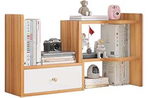 ‎NUODWELL NUODWELL Erweiterbares Schreibtisch-Bücherregal, freistehend, verstellbar, Büro-Aufbewahrungsregal, Schreibtisch-Organizer, Arbeitsplatte, Bücherregal für Büro und Zuhause (Kirschholz), AD631