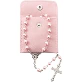 Calkkrer Chapelet catholique 1 pièce, Chapelet de Communion avec Croix rétro, Pochette Cadeau en Velours, Croix élégante pour