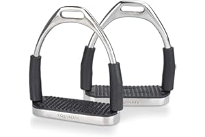 Equinate Sicherheitssteigbügel Fremont 10cm Edelstahl - Mit Anti-Rutsch Trittfläche aus Gummi - Steigbügel für Erwachsene und Kinder - Entlastet die Fußgelenke - 2 Stück