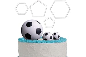 RUOJLING 4 Piezas Moldes Galletas,Cortadores de Galletas con Patrón de Fútbol,Cortador Sandwich Niños,Cortador de Galletas Hexagonal,Moldes Reposteria de Fútbol,4 Tamaños (9cm,7.2cm,4cm,3.2cm)