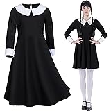 Carnavalife Costume Mercoledì Addams Bambina Halloween, Donna, Vestito Ragazza