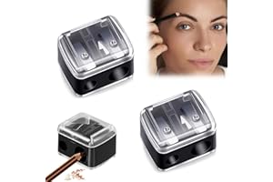 NHQZ 2 Pezzi Temperino matita occhi, Temperamatite di Bellezza, Temperamatite con serbatoio, Temperamatite trucco, Temperino matita labbra, Nero