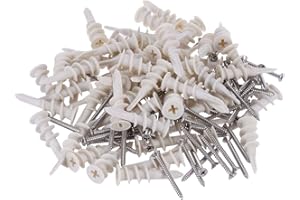 ANCIRS 120 Pcs Drywall Anchor with Stainless Steel Screws Sets, Plastic Self Drilling Hollow-wall Anchor Kit - Plasterboard Fixings Raw Plugs