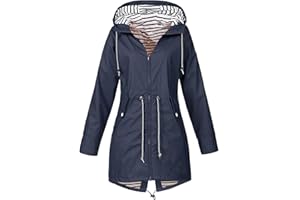 MOKBAY Chubasquero Impermeable Mujer Medio Largo Chaqueta De Trabajo Impermeable Running Abrigos con Capucha Chaquetas Deporte con Bolsillos