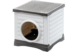 Ferplast - Caseta para Perros y Gatos Exterior - Conejera - Plástico Reciclado Resistente - PETVILLA 50, 38,5 x 43 x h 38,5 cm