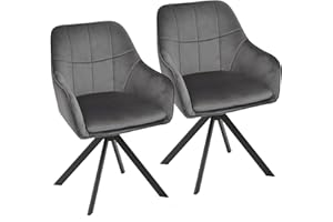 Goeurvant Velvet Dining Chairs Set of 2 Upholstered Side Chairs Modern 360° Swivel Armchair Accent Chair for Home Office Living Room Dark Gray