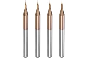sourcing map 4 Stück VHM Schaftfräser 0.2 mm, Klingenlänge 1 mm Titanbeschichtet-Beschichtung CNC Fräser für Edelstahl, Verbundwerkstoffe und Legierungen
