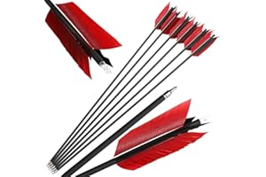 HNZMDY 6/12pcs Archery Hunting Arrows 30 inch Flu-Flu Arrows Carbon Arrows Spine 500 with 4 Turkey Feathers for Small Game Hunting Shooting