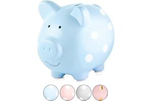 Pearhead Tirelire en Céramique Pois Bleu