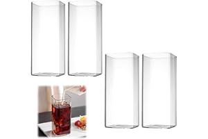 DAKLUNAR 4 vasos transparentes de 400 ml de 400 ml, juego de vasos de agua largos elegantes vasos de bar para agua, zumo, cerveza, cócteles, bebidas, fiestas, diseño moderno