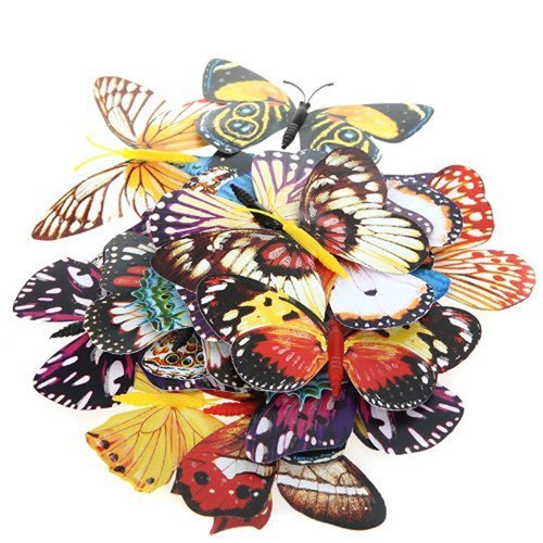 Dekoration Schmetterling Clip – TOOGOO(R)20 Stueck 10 cm Kuenstliche Schmetterling Luminous Pin Clip fuer Heim Weihnachten Hochzeit Dekoration, Farbe zufaellig gesendet - 2