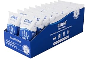 Clinell Antimicrobial Hand Wipes Ideal for Travel - 20 Packs of 8 Wipes - Dermatologically Tested, Kills 99.99% of bacteria & viruses