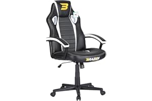 BraZen Salute PC Office Computer Racing Gaming Chair Ergonomic PU Leather Adjustable Seat with Armrest - White - from Largest British Owned Brand