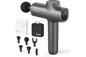 Mebak 5 Pistolet do masażu Massage Gun Masażer mięśni Elektryczny masażer do rąk Powięź Głęboka tkanka do szyi Powrót Stopy ciała Cichy silnik bezszczotkowy 6 głowic 5 prędkości Pistolet powięzi