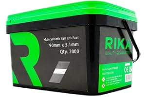 RIKA FFNR011 1st Fix Collated Nails Galv Smooth 90 x 3.1mm 2000pk (No Fuel) for Use with Most Nail Guns and Nailers First Fix Internal and External Use in a Waterproof Tub