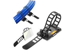 GPtzlei 50 Packs Black Adhesive Cable Clips, Adjustable Reusable Zip Ties with Screw Mount, Self Adhesive Cable Management Organizer for Home Office Desk