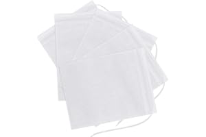 NATUCE Bustine da tè Filtro Sacchetti di tè con coulisse per tè sfuso,tisane, caffè,Grani, Bustina di Tè Vuota, non candeggiato,monouso, 6 x 8 cm (biancao, 100)