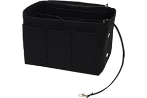 NOTAG Bag Organiser, Felt Handbag Organiser Insert Purse Organiser with Detachable Bag and Key Chains (Black- Upgrade)