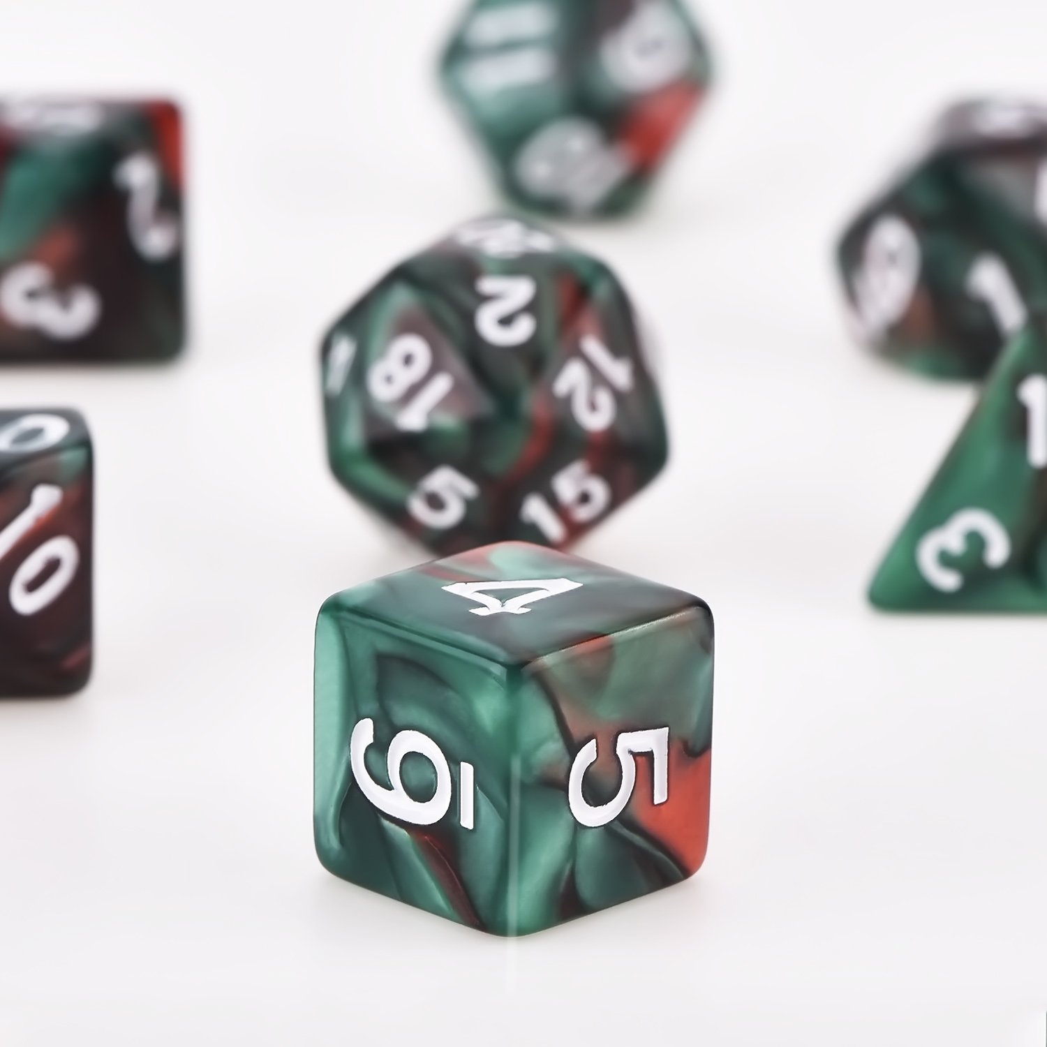 eBoot Dados Poliédricos Set de 7-Dados para Dungeons y Dragons con Bolsa Negra (Rojo Verde) - Imagen 6