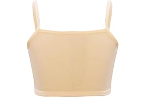 Sywiyi Kids Girls Spaghetti Straps Crop Tank Top Solid Color Camisole Underwear Ribbed Bra Vest Bralette Sportwear