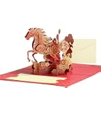 Élégante carte de Nouvel An lunaire pour la famille et les amis – Cadeau de l'année du cheval – Carte de vœux animal du zodiaque chinois – Feuille d'or rouge 2026 Élégante carte de Nouvel An lunaire pour la famille et les amis – Cadeau de l'année du cheval – Carte de vœux animal du zodiaque chinois – Feuille d'or rouge 2026