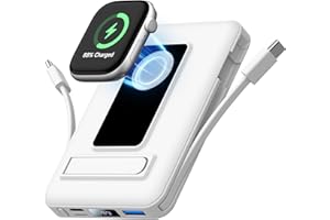 Vexnara für Powerbank iPhone, 10000mAh Magnetische Kabellose Power Bank für Magsafe, 20W Schnelllade Externe Akkupack Wireless mit Ständer für iPhone 17/16/15/14/13/12 und Apple Watch Series