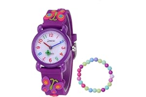 MUXIJIA Relojes de Pulsera para Niñas de 3 a 10 años, 3ATM / 30M Impermeable Analógicos Cuarzo Reloj 3D Dibujos Animados Correa de Silicona Reloj para Niños