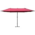 Outsunny 4.6m Garden Parasol Double-Sided Sun Umbrella Patio Market Shelter Canopy Shade Outdoor with Cross Base