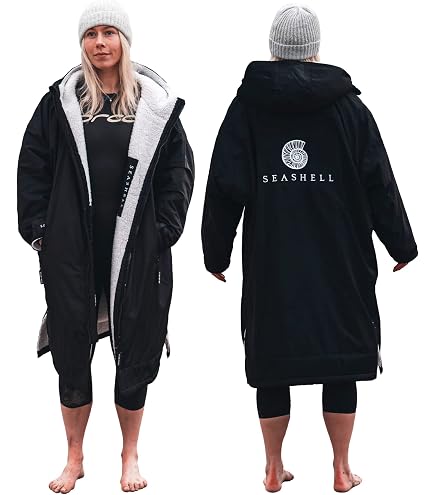 GUL EVORobe Poncio Accappatoio Cambio Muta - Impermeabile E Antivento, Con Cappuccio, Per Surf, Triathlon E Sport Acquatici, Nero/Rosso