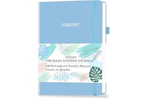 SIMSIMY Premade Bullet Dotted Journal with Undated Weekly Monthly Planner, Pre-made Dot Grid Journaling Aesthetic Notebook for Goals Gratitude Budget Exercise Habits Mood Sleep Tracker - 12 Month