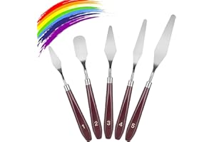 LIERFIS Couteau Peinture, 5 Pièces Spatule Peinture Couteaux à Palette Accessoires de Peinture Fournitures d'art pour Peinture à l'huile, Gouache, Aquarelle, Peinture Rupestre, Rouge