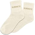 Chaussettes Paillettes Blondinette Beige - Taille Unique 36-42, Coton, Neuf Avec étiquettes, Humour