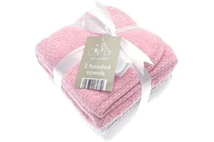 ELLI & RAFF Elli and Raff Baby-Kapuzenbadetuch, 100 % Baumwolle, Babygeschenk, Rosa, 2 Stück